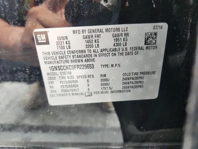 2015 CHEVROLET TAHOE C1500 LTZ  