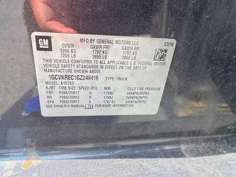 2016 CHEVROLET SILVERADO K1500 LT  