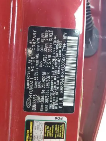 2017 HYUNDAI SANTA FE SE  