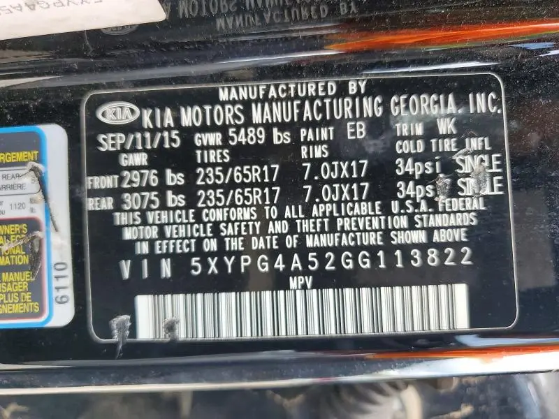 2016 KIA SORENTO LX V6  