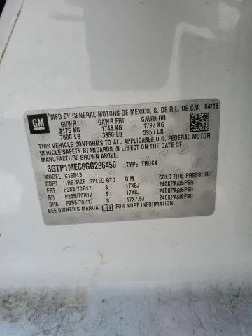 2016 GMC SIERRA C1500 SLE  
