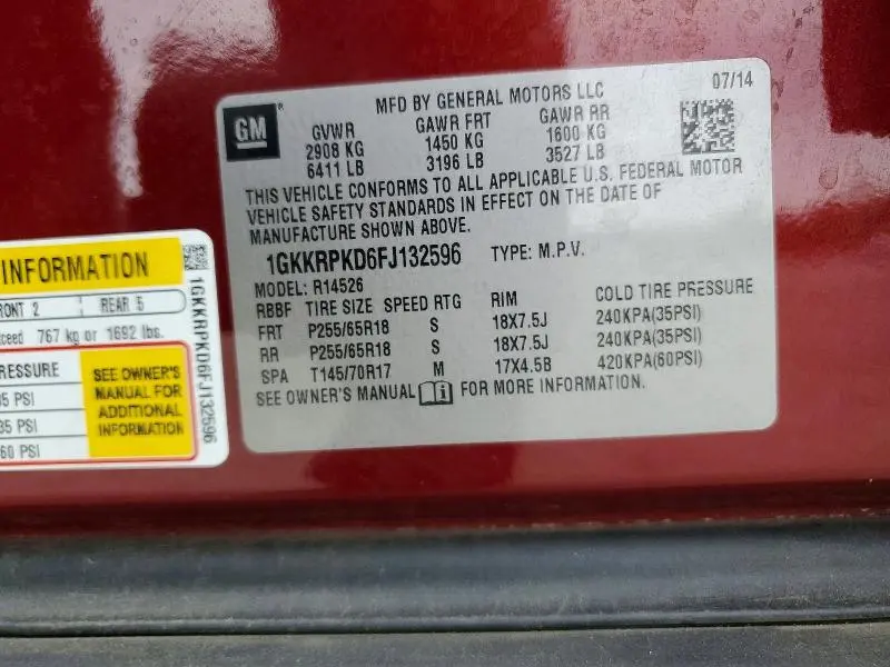 2015 GMC ACADIA SLE  
