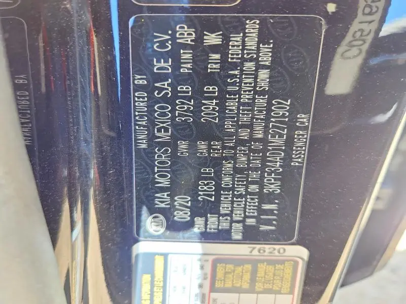 2021 KIA FORTE GT LINE  