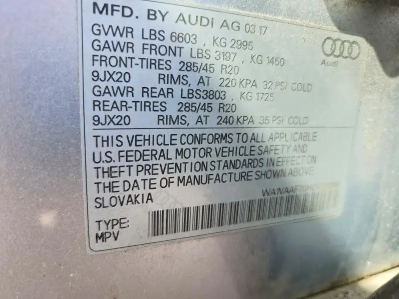 2017 AUDI Q7   