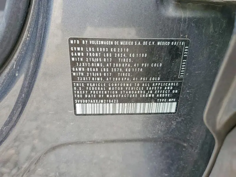2018 VOLKSWAGEN TIGUAN S  