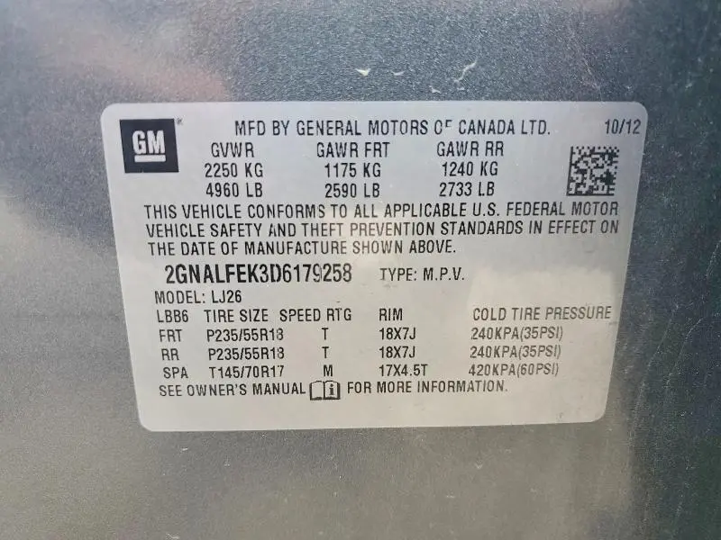 2013 CHEVROLET EQUINOX LTZ  