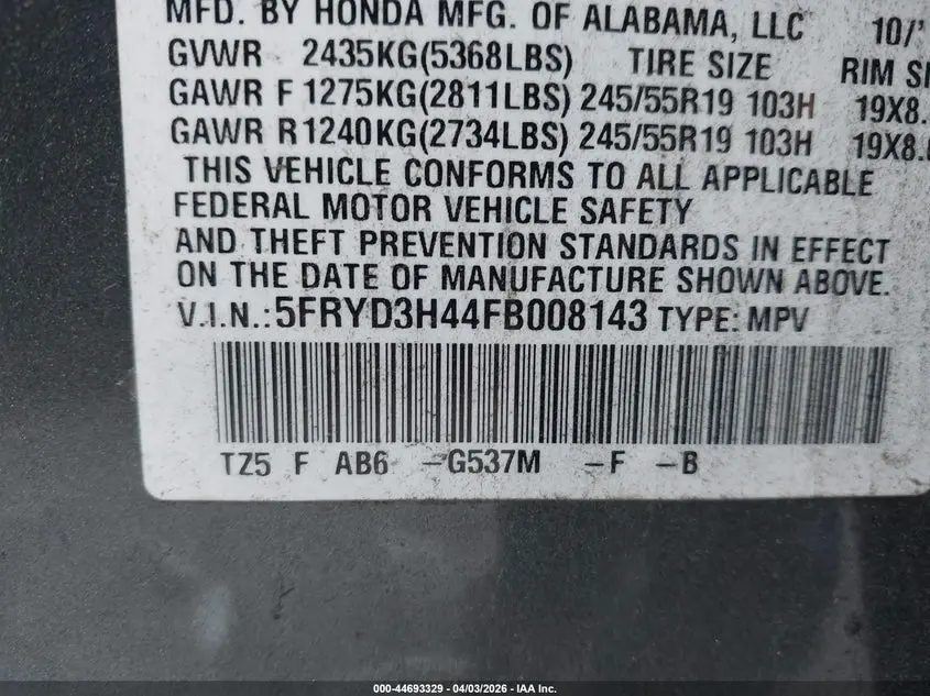 2015 ACURA MDX TECHNOLOGY PACKAGE