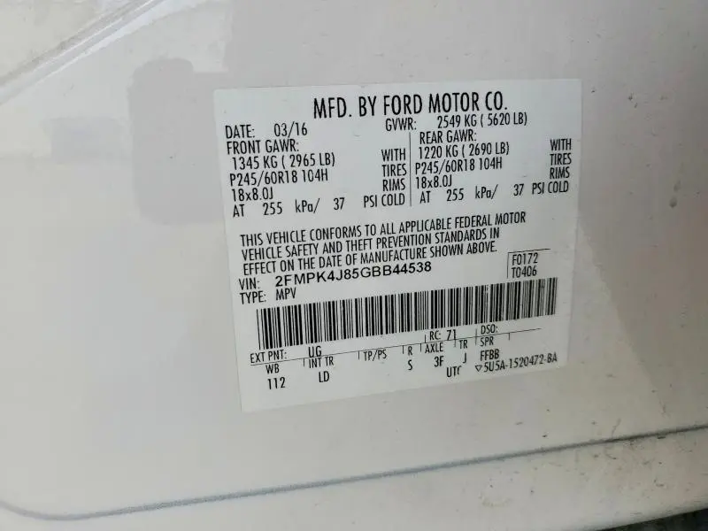 2016 FORD EDGE   