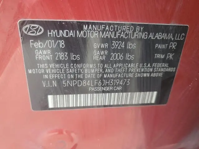 2018 HYUNDAI ELANTRA SEL  