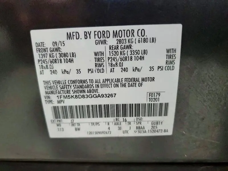 2016 FORD EXPLORER XLT  