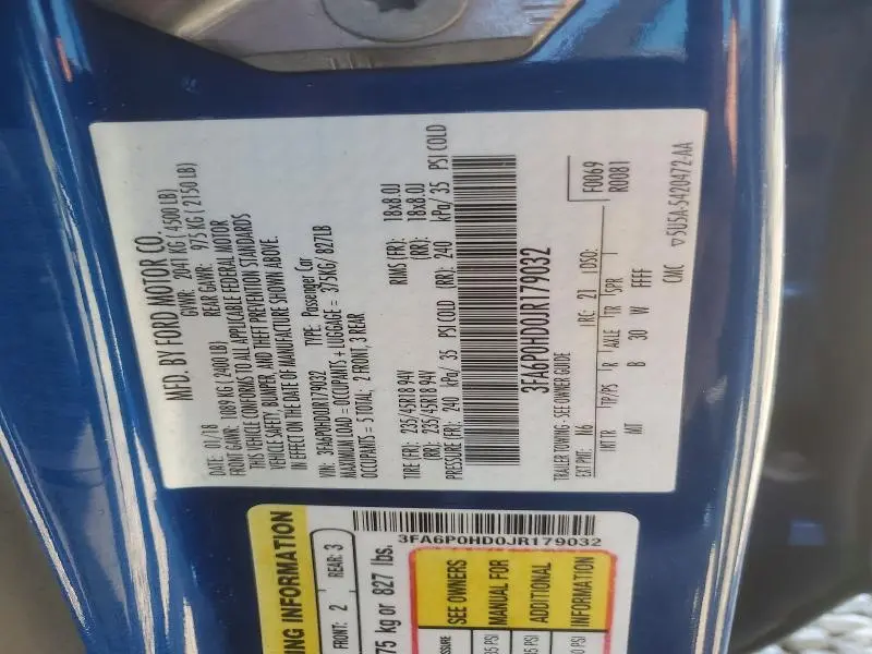 2018 FORD FUSION SE  