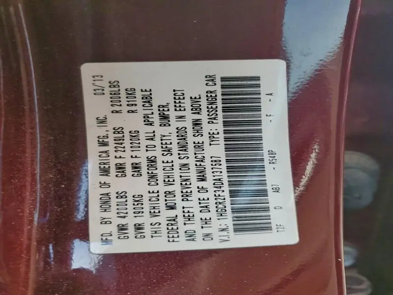 2013 HONDA ACCORD LX  