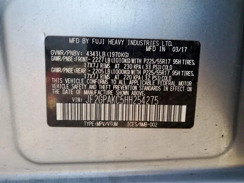 2017 SUBARU CROSSTREK LIMITED  