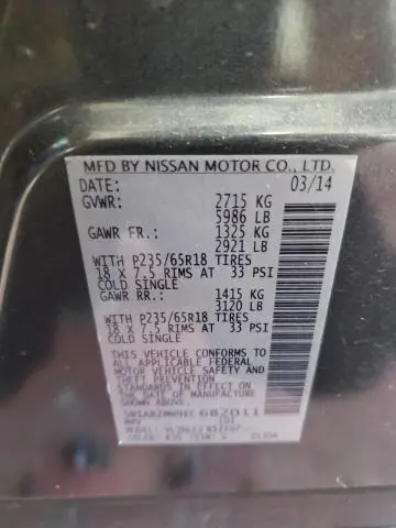 2014 NISSAN PATHFINDER S  