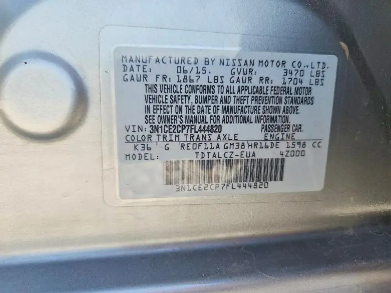2015 NISSAN VERSA NOTE S PLUS  