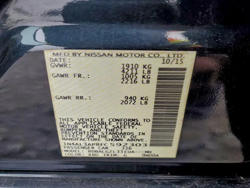 2015 NISSAN ALTIMA 2.5  