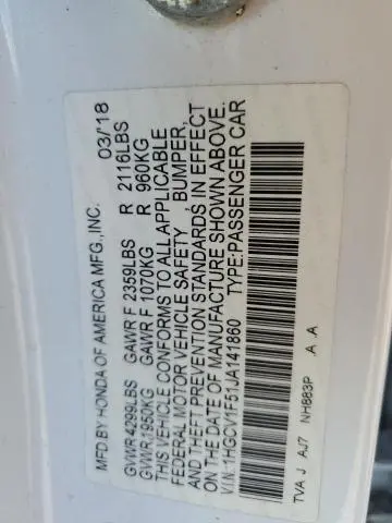 2018 HONDA ACCORD EXL  