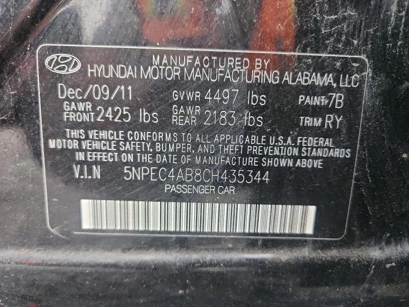 2012 HYUNDAI SONATA SE 2.0T  