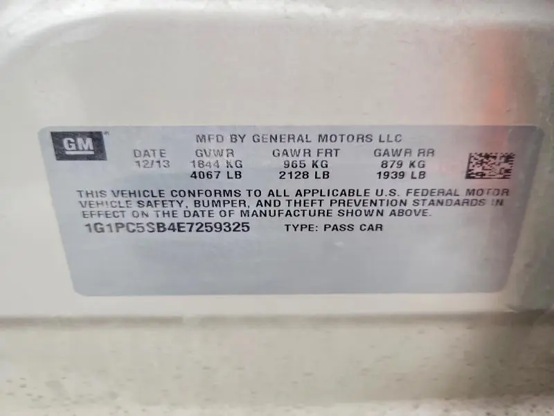 2014 CHEVROLET CRUZE LT  