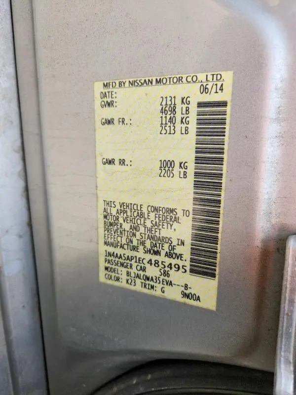 2014 NISSAN MAXIMA S  