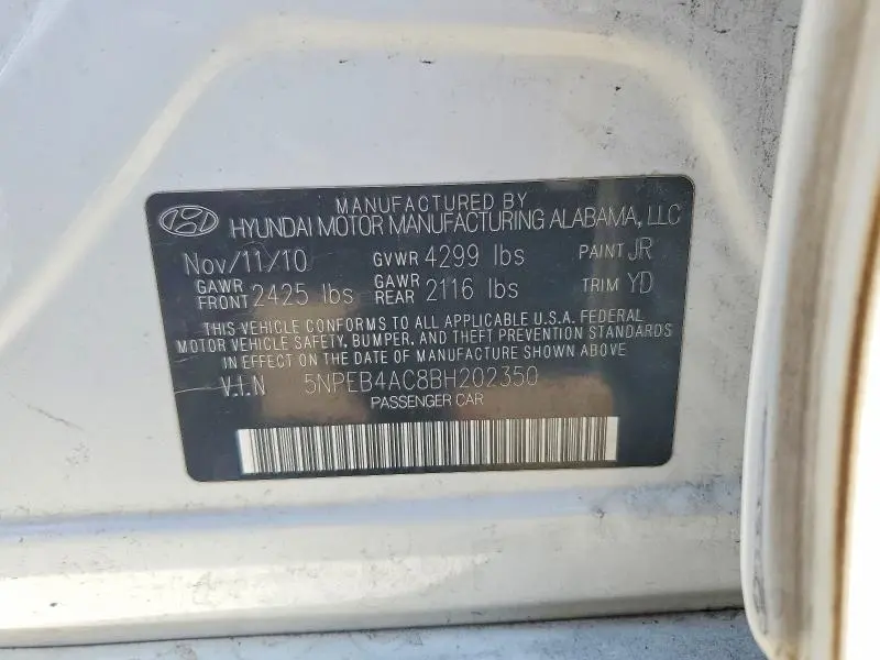 2011 HYUNDAI SONATA GLS  