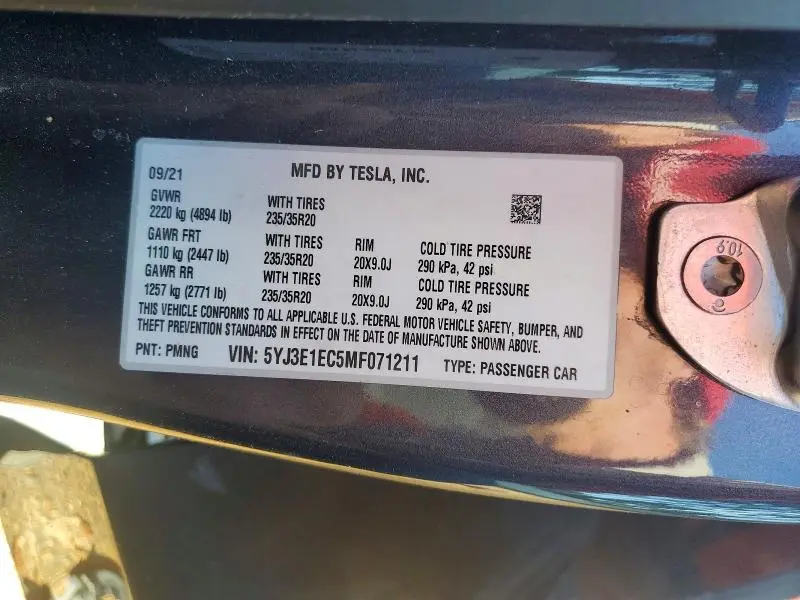 2021 TESLA MODEL 3   