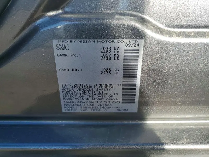 2025 NISSAN ALTIMA SV  