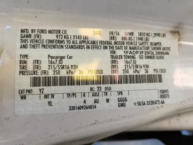 2016 FORD FOCUS SE  