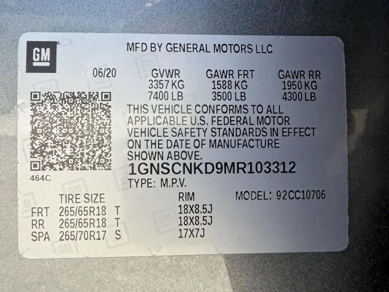 2021 CHEVROLET TAHOE C1500 LT  