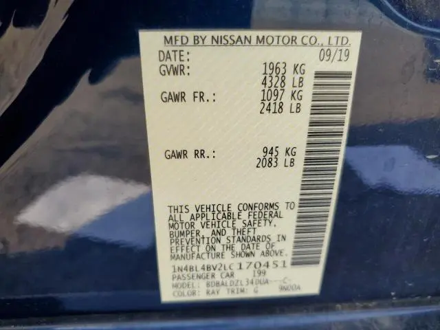 2020 NISSAN ALTIMA S  