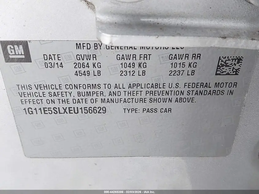 2014 CHEVROLET MALIBU 2LT