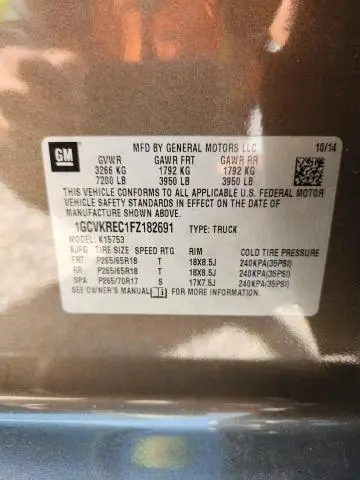 2015 CHEVROLET SILVERADO K1500 LT  