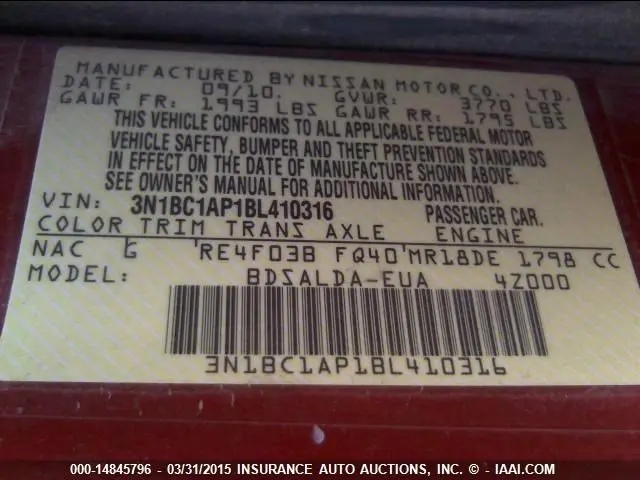 2011 NISSAN VERSA 1.8S