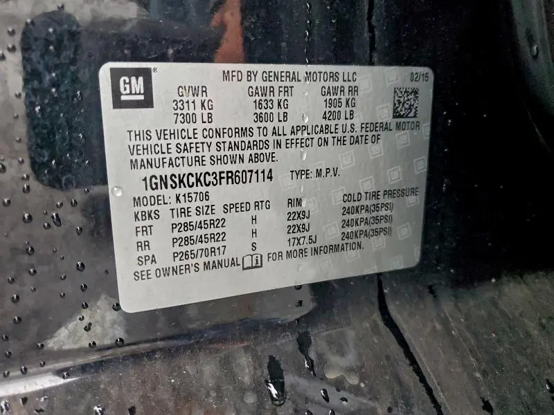 2015 CHEVROLET TAHOE K1500 LTZ  