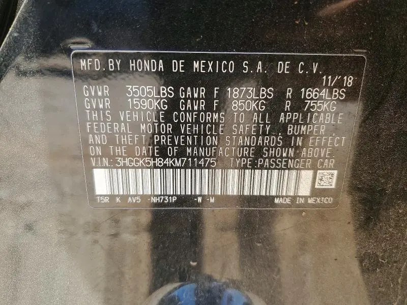2019 HONDA FIT EX  