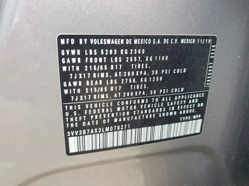 2020 VOLKSWAGEN TIGUAN SE  