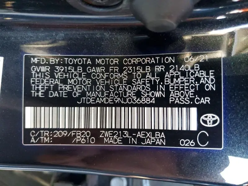 2022 TOYOTA COROLLA LE  