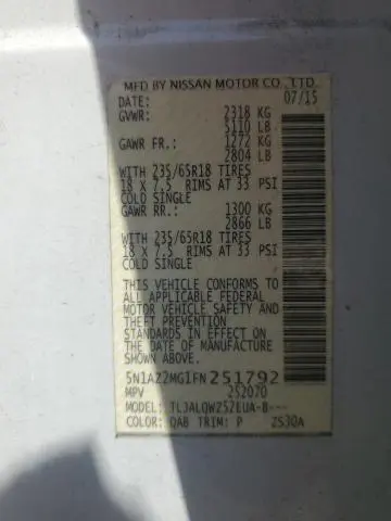 2015 NISSAN MURANO S  