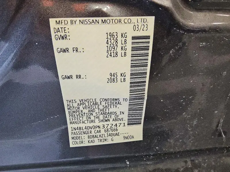2023 NISSAN ALTIMA SV  