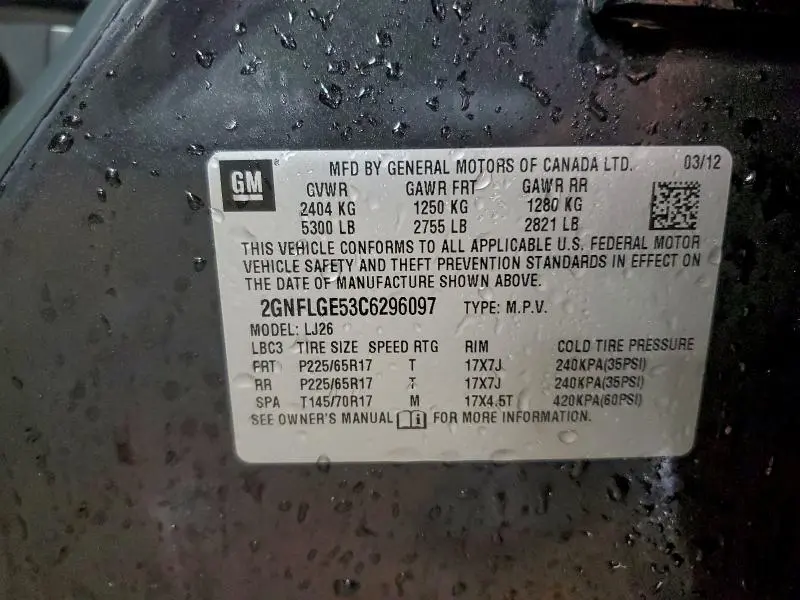 2012 CHEVROLET EQUINOX LTZ  