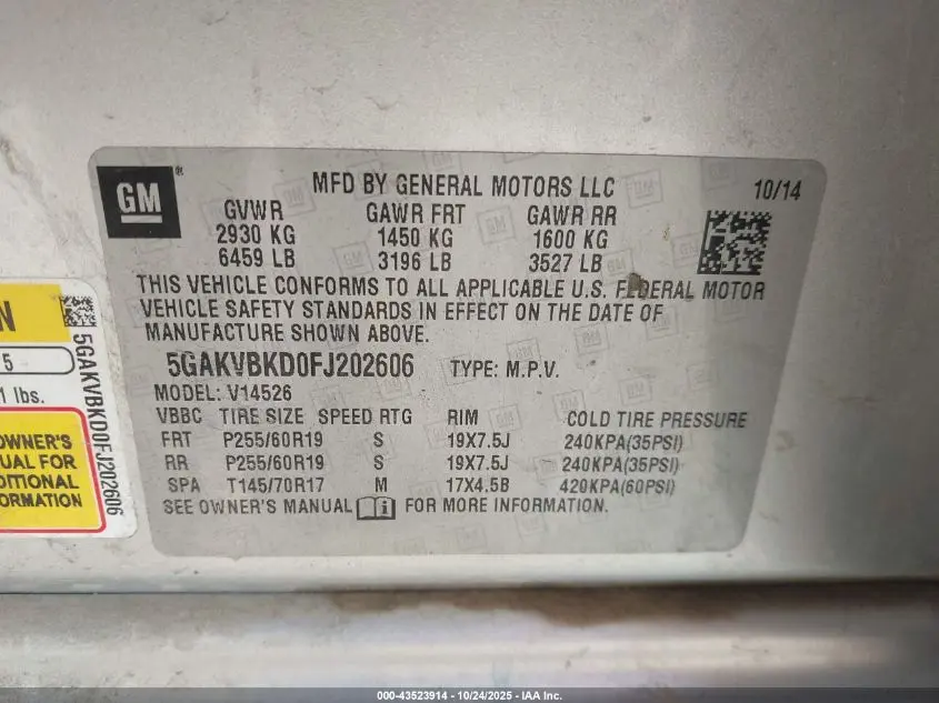 2015 BUICK ENCLAVE LEATHER