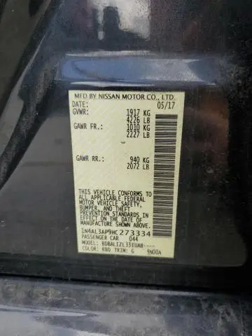 2017 NISSAN ALTIMA 2.5  