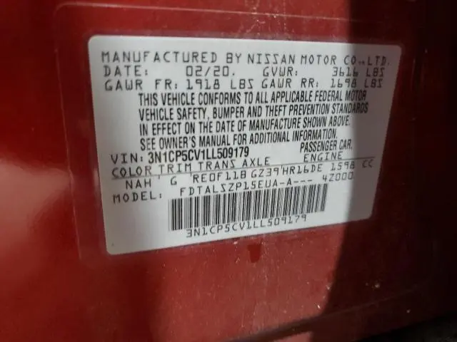 2020 NISSAN KICKS SV  