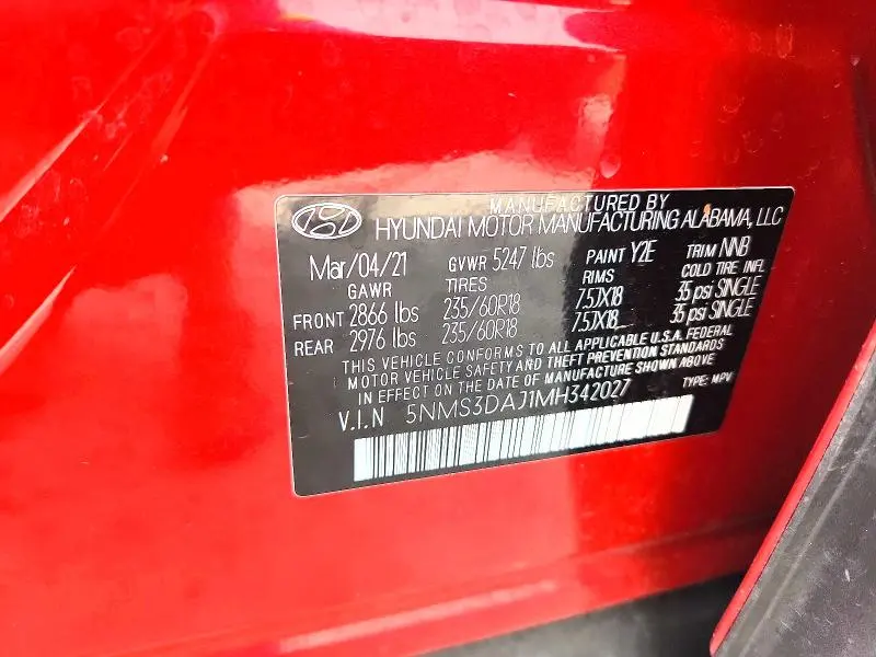 2021 HYUNDAI SANTA FE SEL  