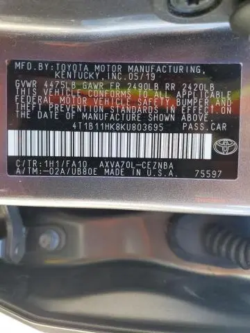 2019 TOYOTA CAMRY L  