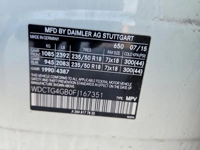 2015 MERCEDES-BENZ GLA 250 4MATIC  