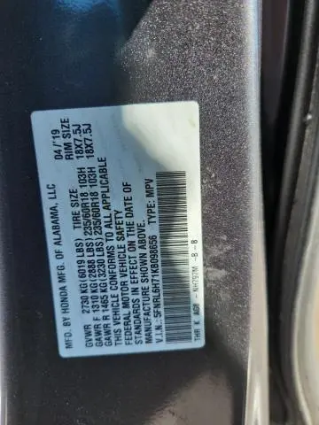 2019 HONDA ODYSSEY EXL  