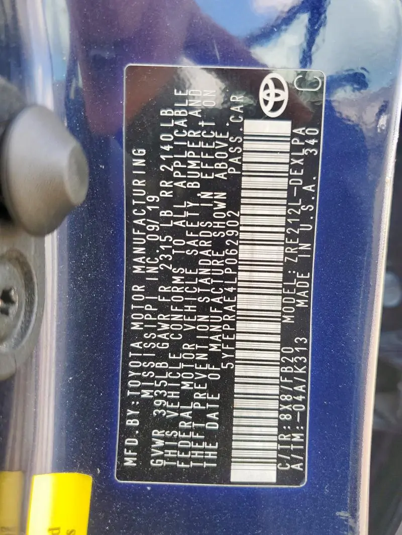 2020 TOYOTA COROLLA LE  