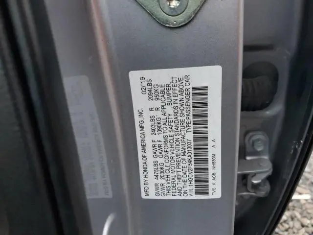 2019 HONDA ACCORD EXL  