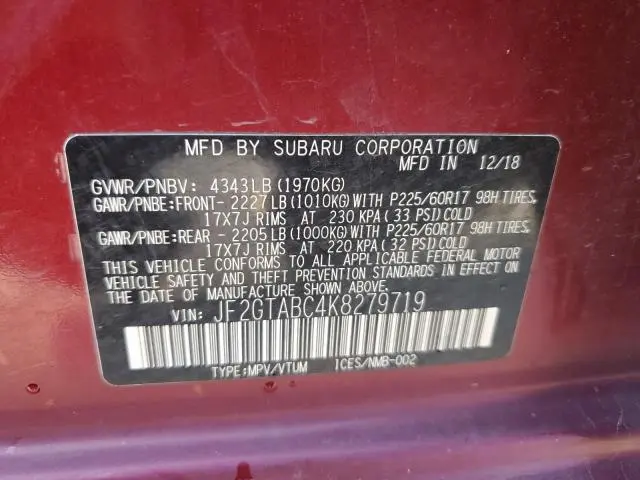 2019 SUBARU CROSSTREK   